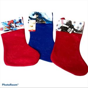 3~Marvel Spider-Man DC Batman & Star Wars Darth Vader Christmas Stockings Set